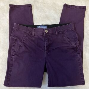 Democracy Dark Purple High Rise Straight Leg Button Pockets Khakis Pants Size 8